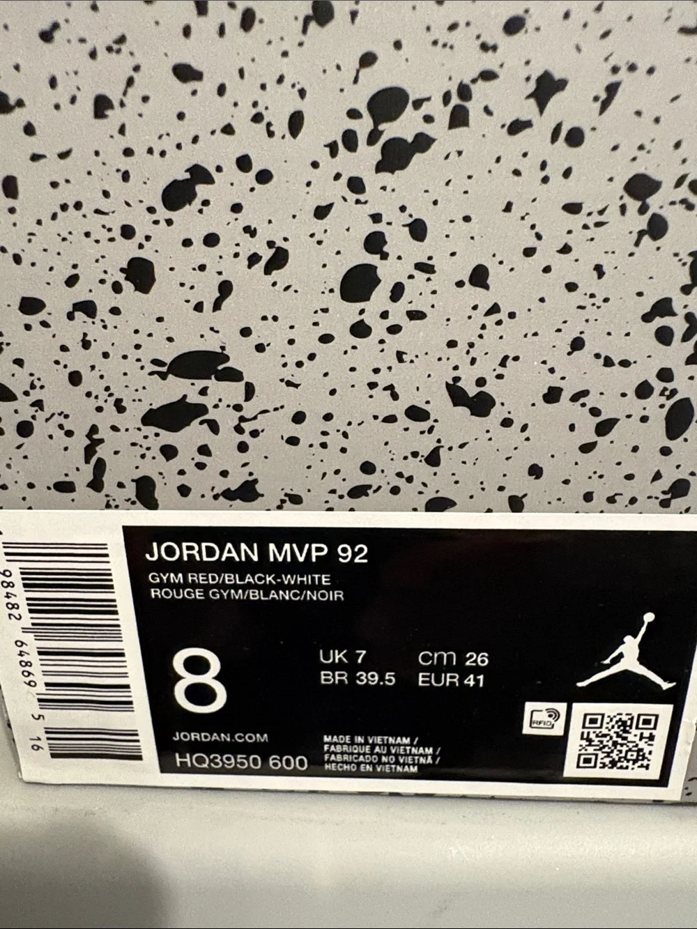 Jordan  MVP 92 Red Low-Top Sneakers with White Jumpman logo New mns sz 8